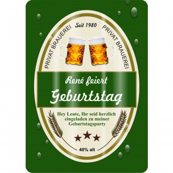 Geburtstagseinladung - Bieretikett