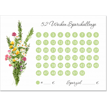 Kleingeld Challenge Karte - 52 Wochen