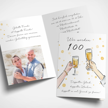 Einladung Doppelgeburtstag - Wir werden 100