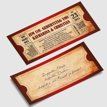 Einladung Doppelgeburtstag - Vintage Braun