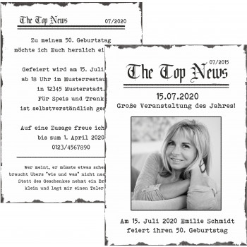 Einladung 50. Geburtstag - Vintage Zeitung News
