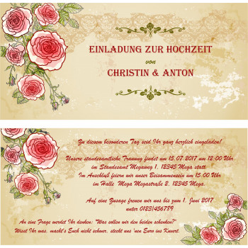 Hochzeitseinladung - Vintage Blumen