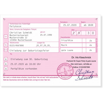 Geburtstagseinladung - Rezept Rosa