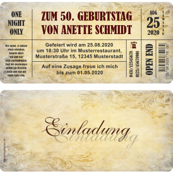 Einladung 50. Geburtstag - Vintage
