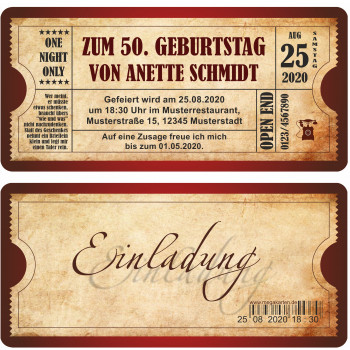 Geburtstagseinladung - Vintage Rot-Braun