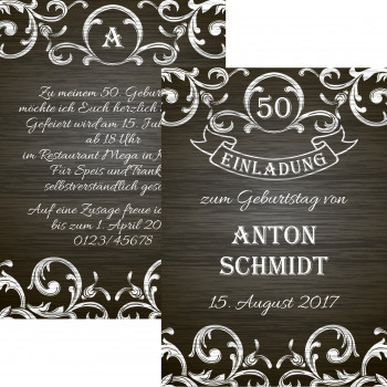 Geburtstagseinladung - Schwarz mit Spitze