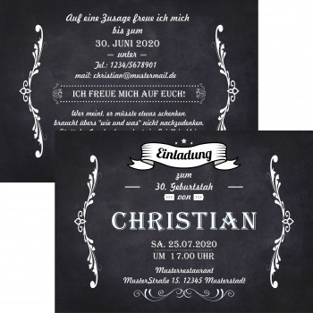 Geburtstagseinladung - Vintage Schwarz Weiß