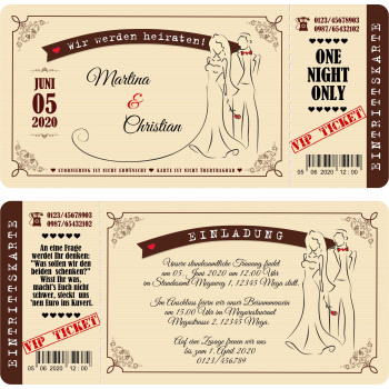 Hochzeitseinladung - Braun im Vintage Look