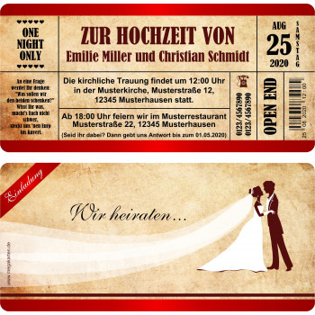 Hochzeitseinladung - Vintage Rot-Braun