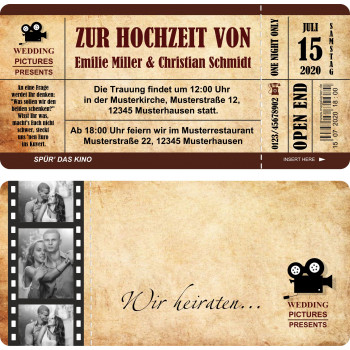 Hochzeitseinladung - Kinokarte Vintage