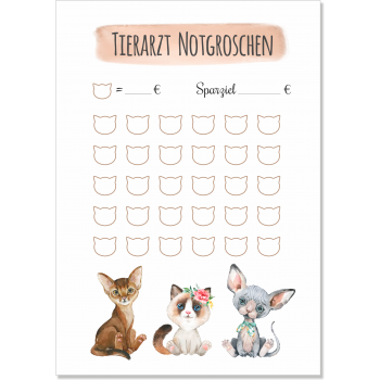Kleingeld Challenge Karte - Tierarzt Notegroschen Katze