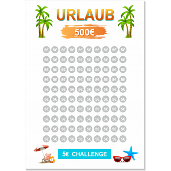 Kleingeld Challenge Karte - Urlaub