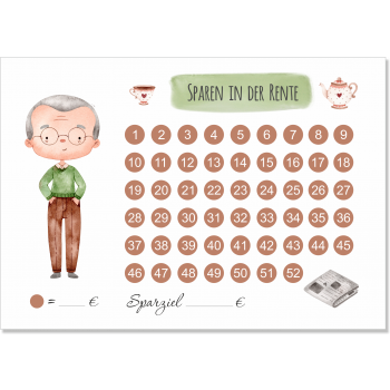 Kleingeld Challenge Karte - Sparen in der Rente - Opa
