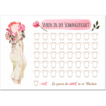 Kleingeld Challenge Karte - Sparen in der Schwangerschaft