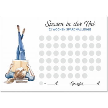 Kleingeld Challenge Karte - Sparen in der Uni - Girl