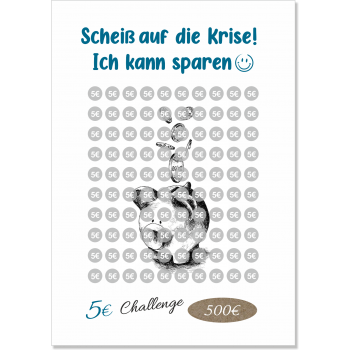 Kleingeld Challenge Karte - Sparschwein 500€
