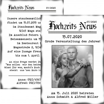Hochzeitseinladung - Vintage Zeitung Wedding News