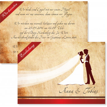 Hochzeitseinladung - Vintage Braun Rot