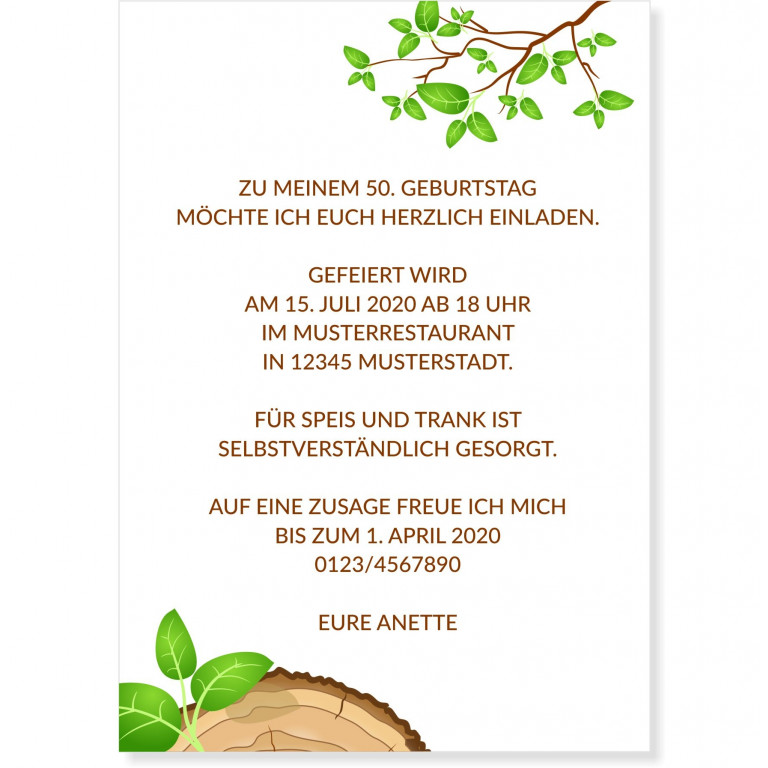 Baumringe Geburtstagseinladung MEGAKARTEN