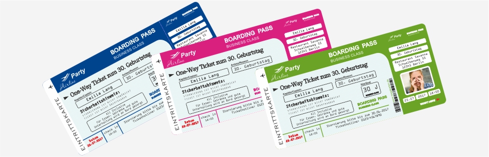 Einladungskarten Flugticket Boarding Pass Geburtstag Ticket