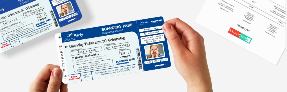 Einladungskarten Flugticket Boarding Pass Geburtstag Ticket